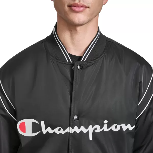 imageChampion Mens Satin Varsity Bomber Jacket with LogoBlack