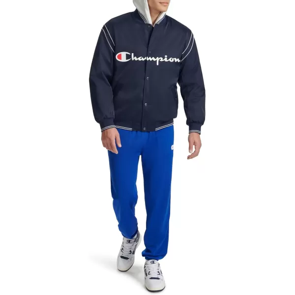 imageChampion Mens Satin Varsity Bomber Jacket with LogoPeacoat