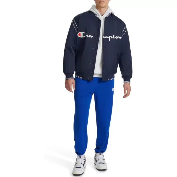 imageChampion Mens Satin Varsity Bomber Jacket with LogoPeacoat