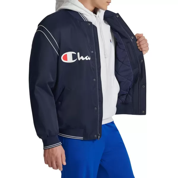 imageChampion Mens Satin Varsity Bomber Jacket with LogoPeacoat