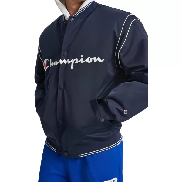 imageChampion Mens Satin Varsity Bomber Jacket with LogoPeacoat