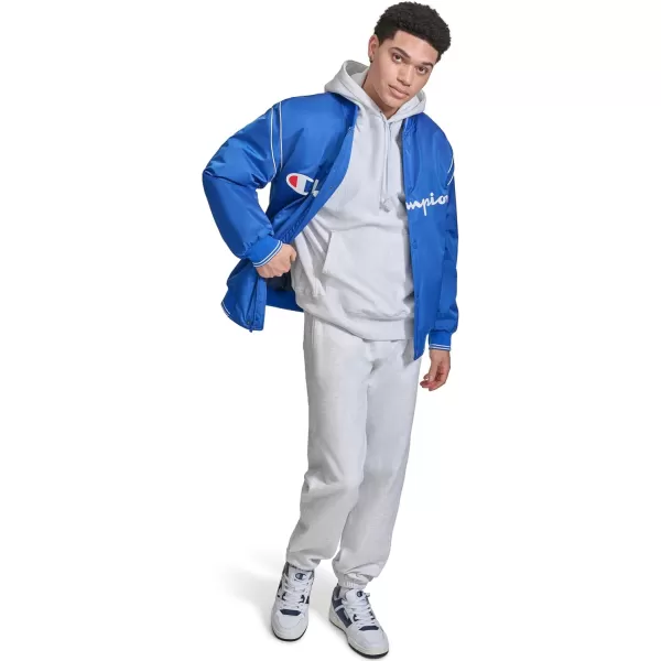 imageChampion Mens Satin Varsity Bomber Jacket with LogoSurf the Web