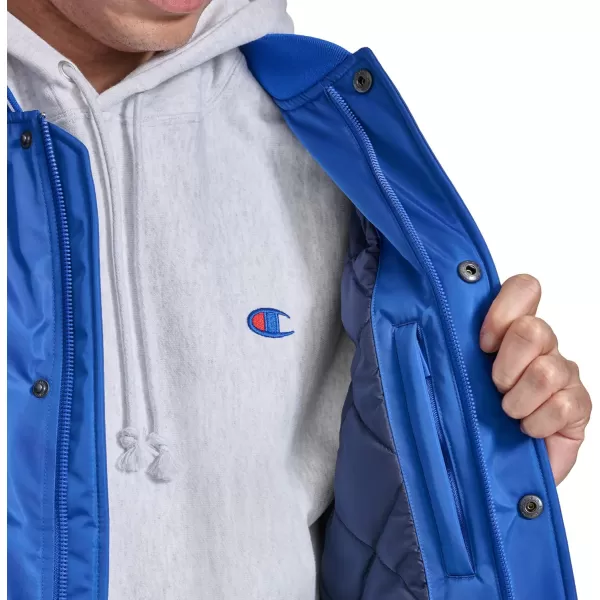 imageChampion Mens Satin Varsity Bomber Jacket with LogoSurf the Web