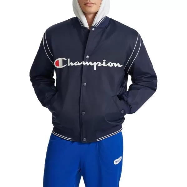 imageChampion Mens Satin Varsity Bomber Jacket with LogoPeacoat