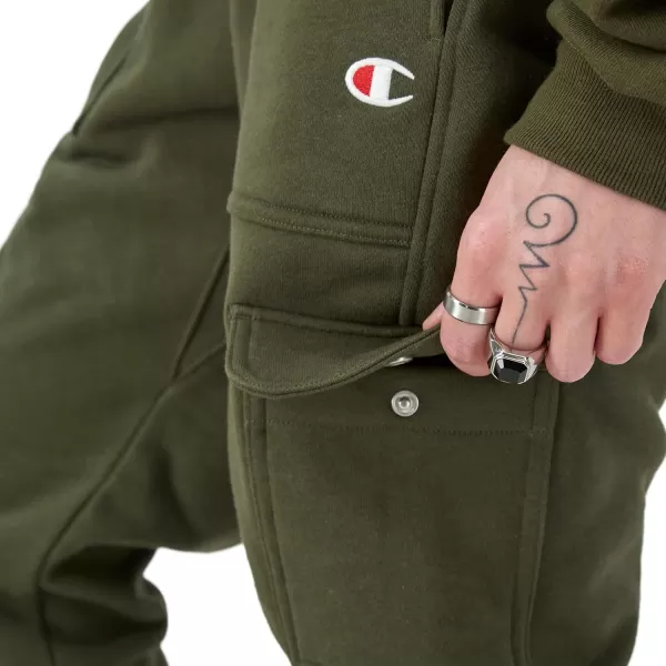 imageChampion Joggers Reverse Weave Fleece Cargo Pants for Men Heavyweight 305quotAcadia Green C Logo