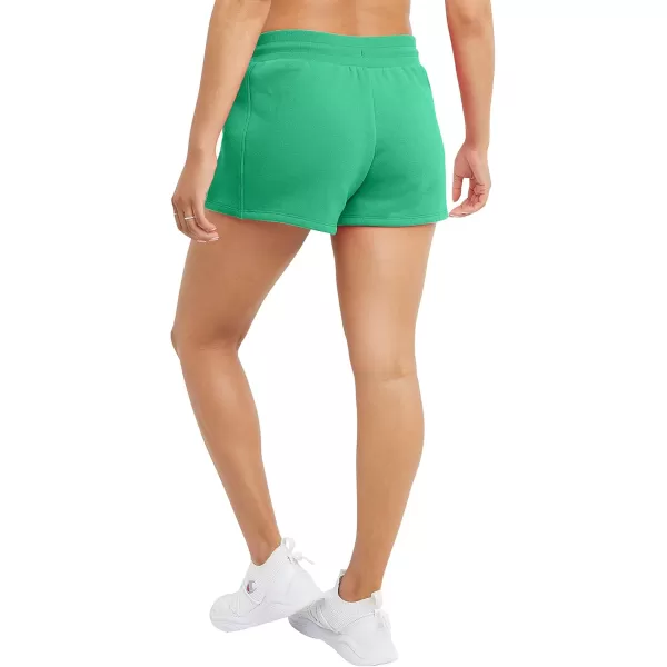 imageChampion WomenS Shorts Reverse Weave Fleece Shorts Comfortable Fleece Shorts For Women 3Green Crisp C Patch Logo