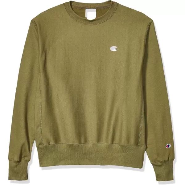 imageChampion Mens Reverse Weave Crew Left Chest CCargo Olive Left Chest C