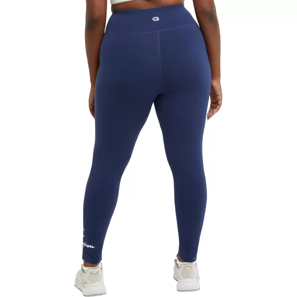 imageChampion WomenS Leggings Authentic Moisture Wicking 78 Leggings For Women 25 Plus Size AvailableAthletic Navy C  Script