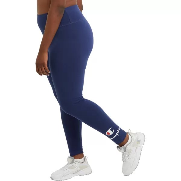 imageChampion WomenS Leggings Authentic Moisture Wicking 78 Leggings For Women 25 Plus Size AvailableAthletic Navy C  Script