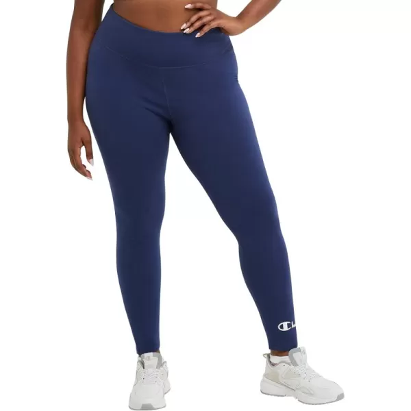 imageChampion WomenS Leggings Authentic Moisture Wicking 78 Leggings For Women 25 Plus Size AvailableAthletic Navy C  Script