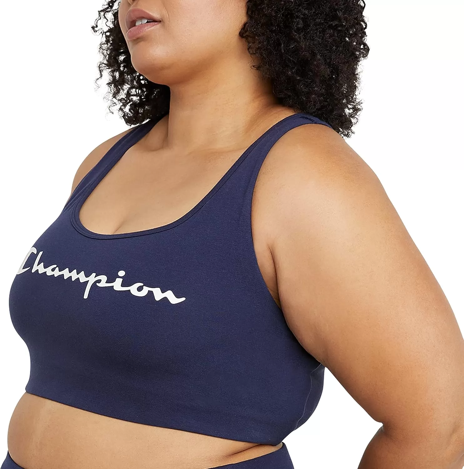 imageChampion WomenS Sports Bra Authentic Moderate Support Classic Sports Bra For Women Plus Size AvailableAthletic Navy Script