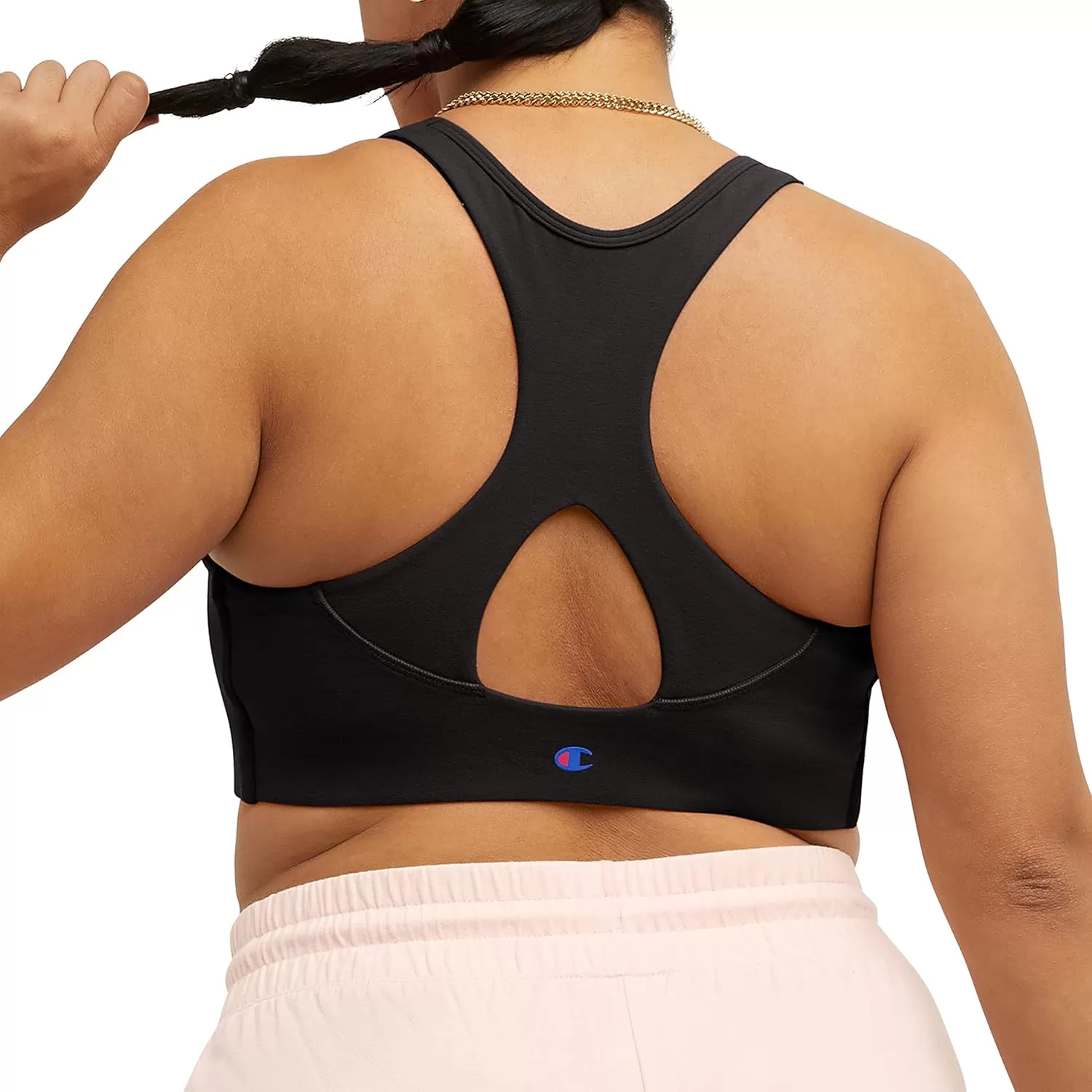 imageChampion WomenS Sports Bra Authentic Moderate Support Classic Sports Bra For Women Plus Size AvailableBlack Mirrored Script