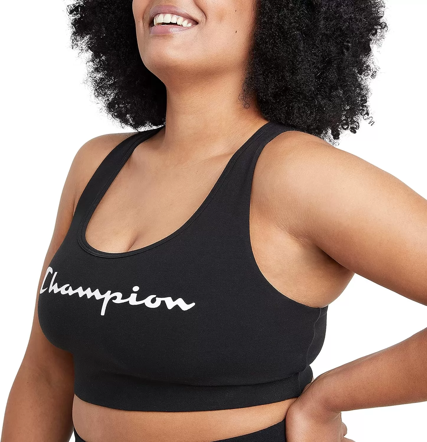 imageChampion WomenS Sports Bra Authentic Moderate Support Classic Sports Bra For Women Plus Size AvailableBlack Script