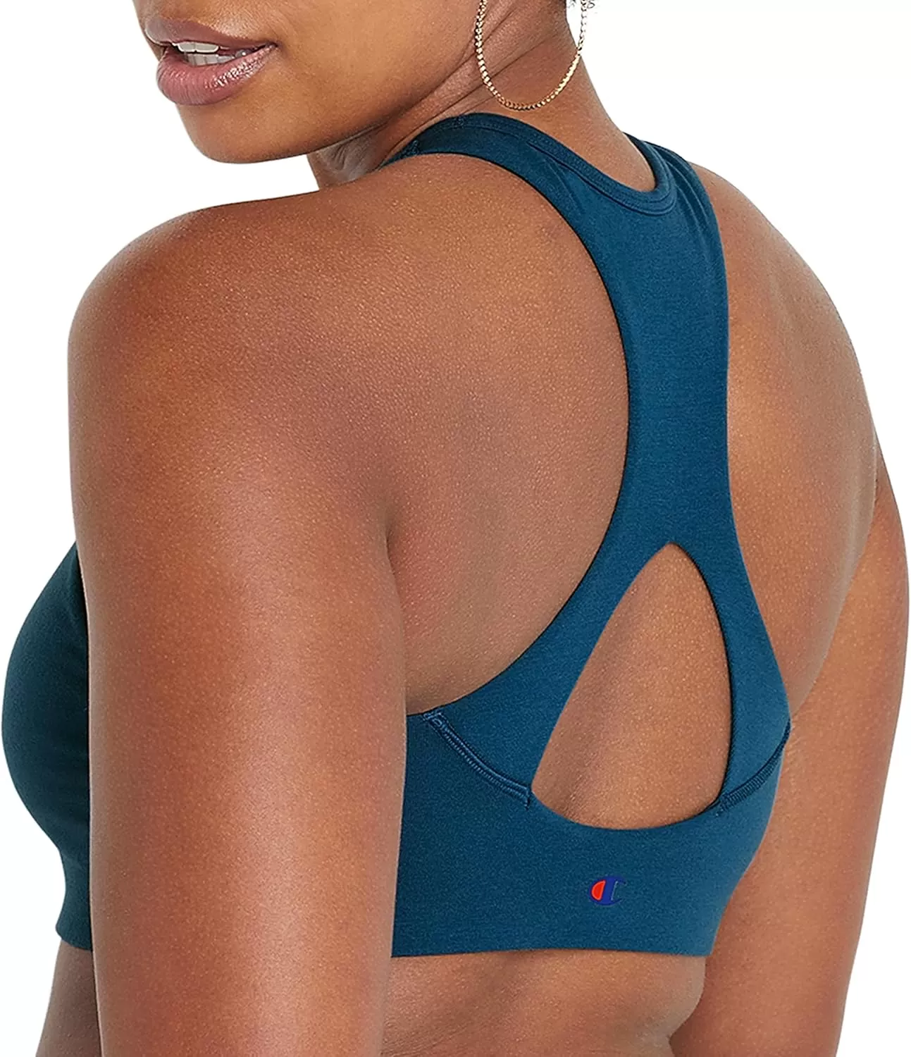 imageChampion WomenS Sports Bra Authentic Moderate Support Classic Sports Bra For Women Plus Size AvailableFresh Teal Floral Fill Script
