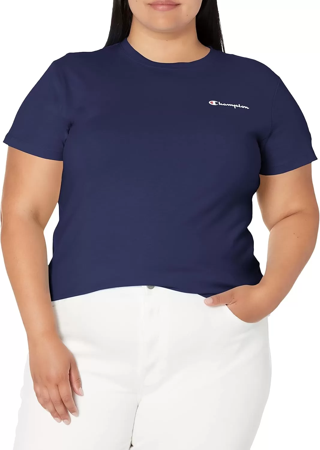 imageChampion Womens Tshirt Classic Short Sleeve Tshirt Lightweight Tee for Women Script Logo Plus Size AvailableAthletic Navy Small Script