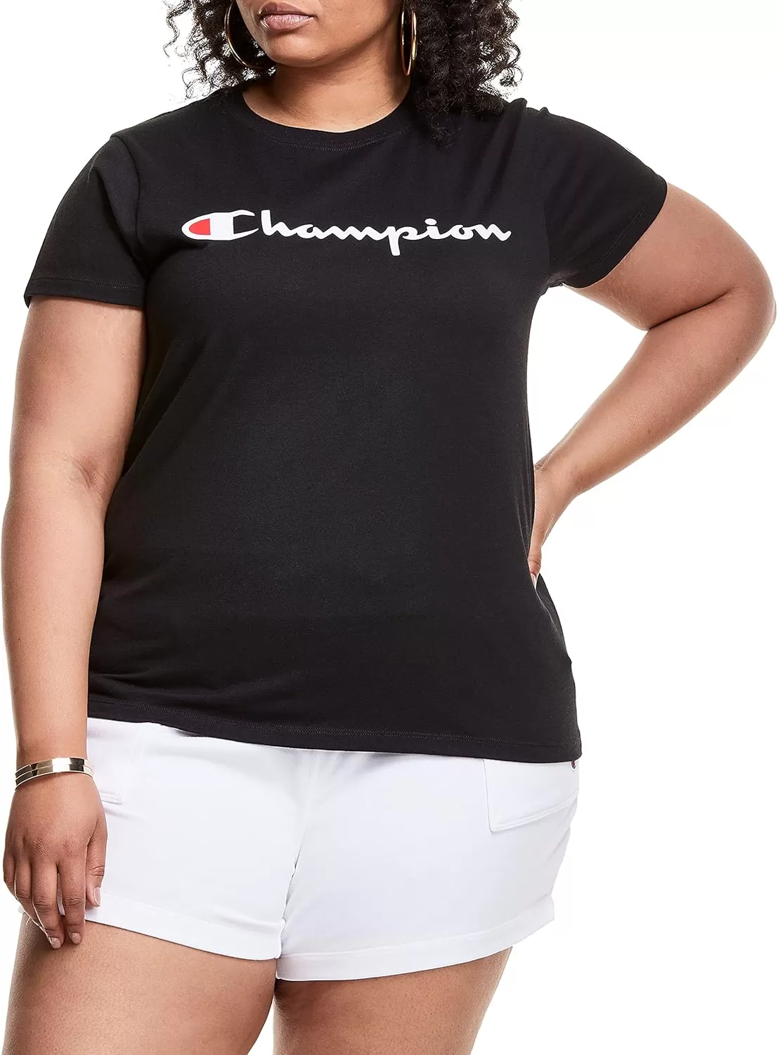 imageChampion Womens Tshirt Classic Short Sleeve Tshirt Lightweight Tee for Women Script Logo Plus Size AvailableBlack Script