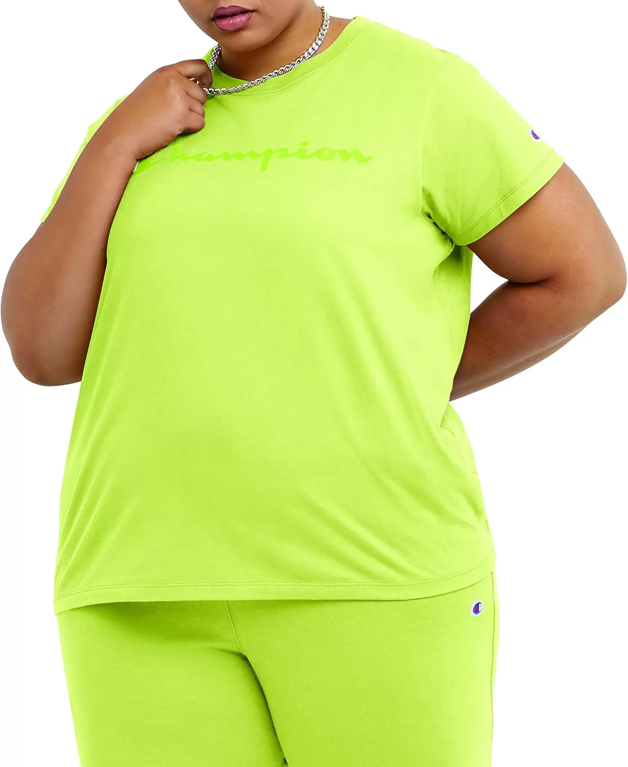 imageChampion Womens Tshirt Classic Short Sleeve Tshirt Lightweight Tee for Women Script Logo Plus Size AvailableFrozen Lime Script
