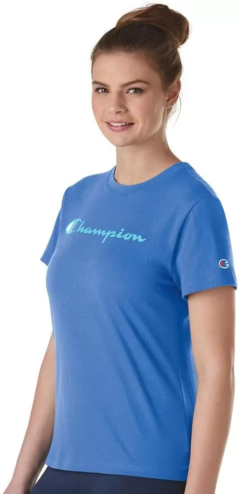 imageChampion Womens Tshirt Classic Short Sleeve Tshirt Lightweight Tee for Women Script Logo Plus Size AvailableOdyssey Script