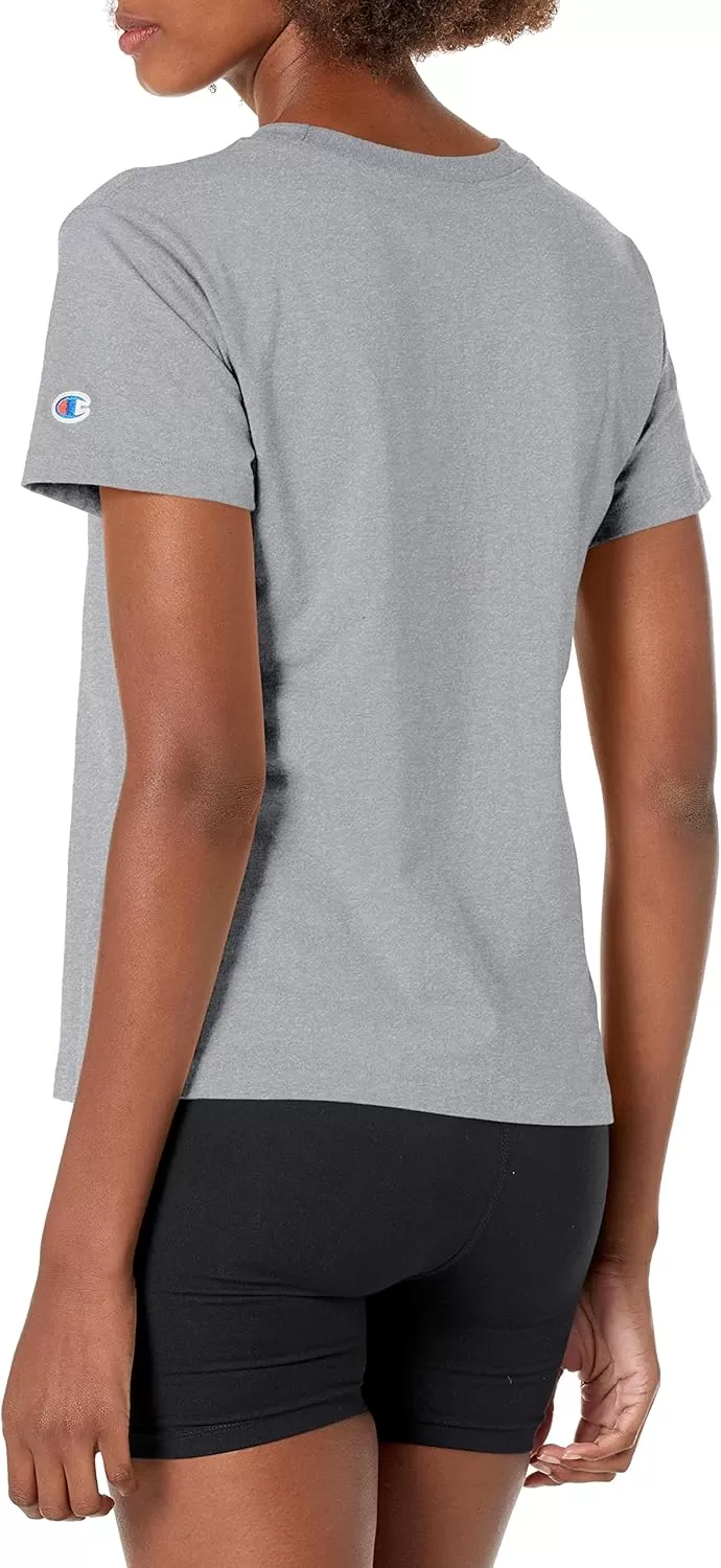 imageChampion Womens Tshirt Classic Short Sleeve Tshirt Lightweight Tee for Women Script Logo Plus Size AvailableOxford Gray Script