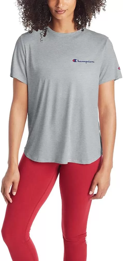 imageChampion Womens Tshirt Classic Short Sleeve Tshirt Lightweight Tee for Women Script Logo Plus Size AvailableOxford Gray Small Script