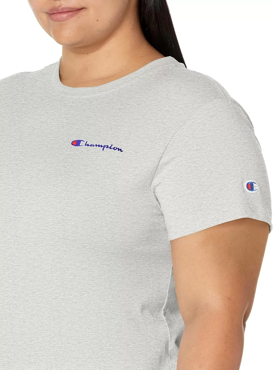 imageChampion Womens Tshirt Classic Short Sleeve Tshirt Lightweight Tee for Women Script Logo Plus Size AvailableOxford Gray Small Script