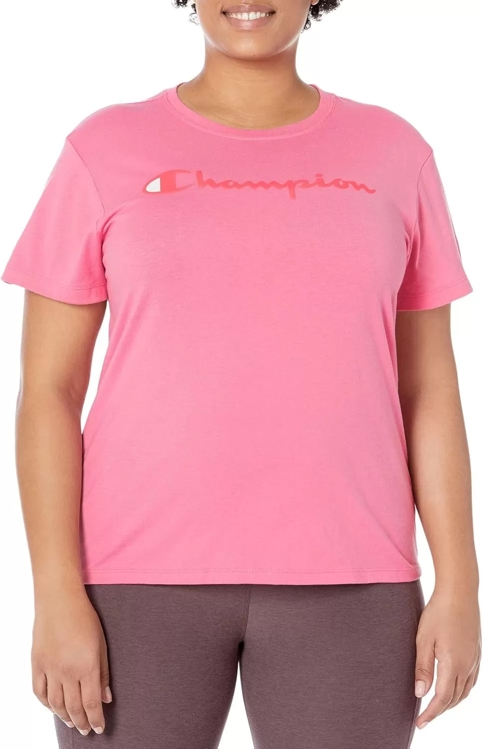 imageChampion Womens Tshirt Classic Short Sleeve Tshirt Lightweight Tee for Women Script Logo Plus Size AvailablePink Ribbon Script