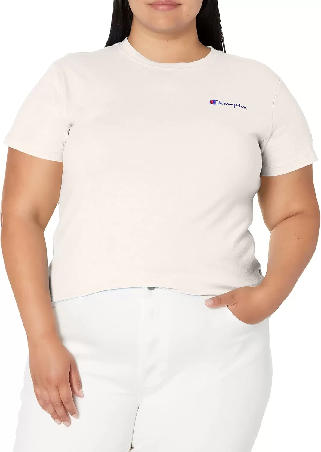 imageChampion Womens Tshirt Classic Short Sleeve Tshirt Lightweight Tee for Women Script Logo Plus Size AvailableWhite Small Script