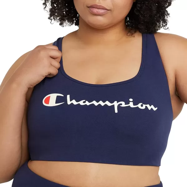 imageChampion WomenS Sports Bra Authentic Moderate Support Classic Sports Bra For Women Plus Size AvailableAthletic Navy Script