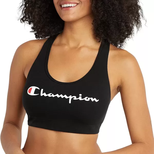 imageChampion WomenS Sports Bra Authentic Moderate Support Classic Sports Bra For Women Plus Size AvailableBlack Color Script