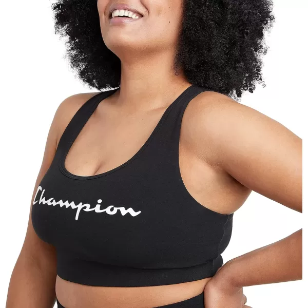 imageChampion WomenS Sports Bra Authentic Moderate Support Classic Sports Bra For Women Plus Size AvailableBlack Script