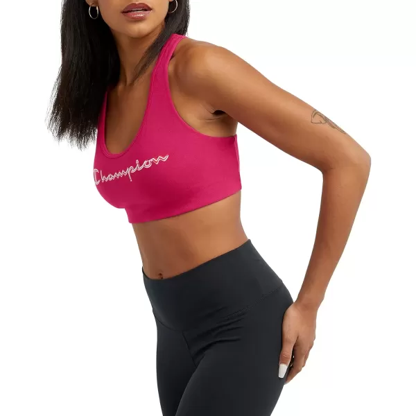 imageChampion WomenS Sports Bra Authentic Moderate Support Classic Sports Bra For Women Plus Size AvailableStrawberry Rouge Script