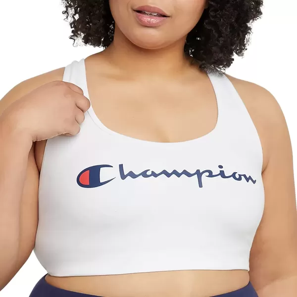 imageChampion WomenS Sports Bra Authentic Moderate Support Classic Sports Bra For Women Plus Size AvailableWhite Script