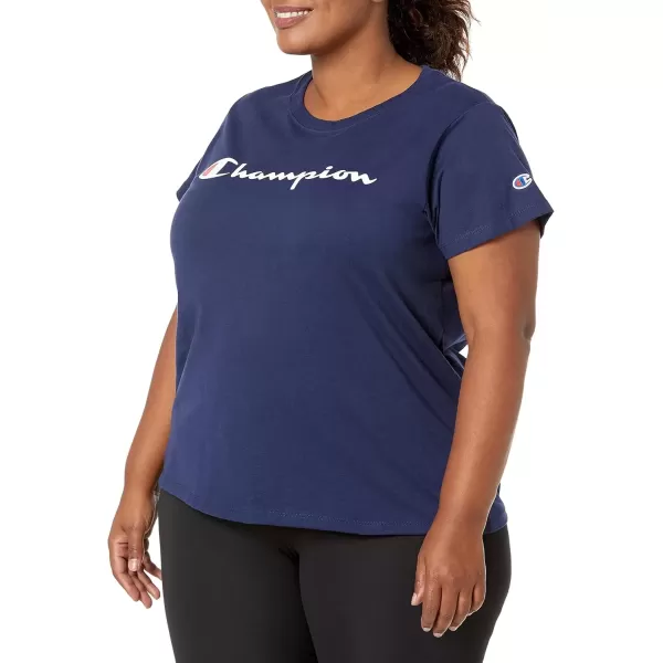 imageChampion Womens Tshirt Classic Short Sleeve Tshirt Lightweight Tee for Women Script Logo Plus Size AvailableAthletic Navy Script Retired
