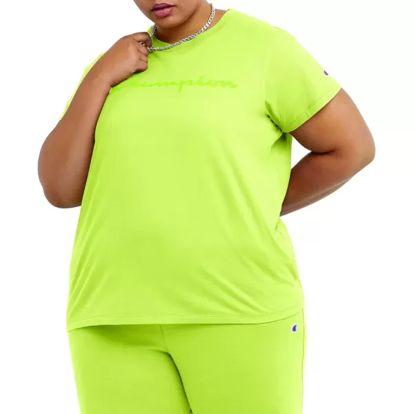 imageChampion Womens Tshirt Classic Short Sleeve Tshirt Lightweight Tee for Women Script Logo Plus Size AvailableFrozen Lime Script