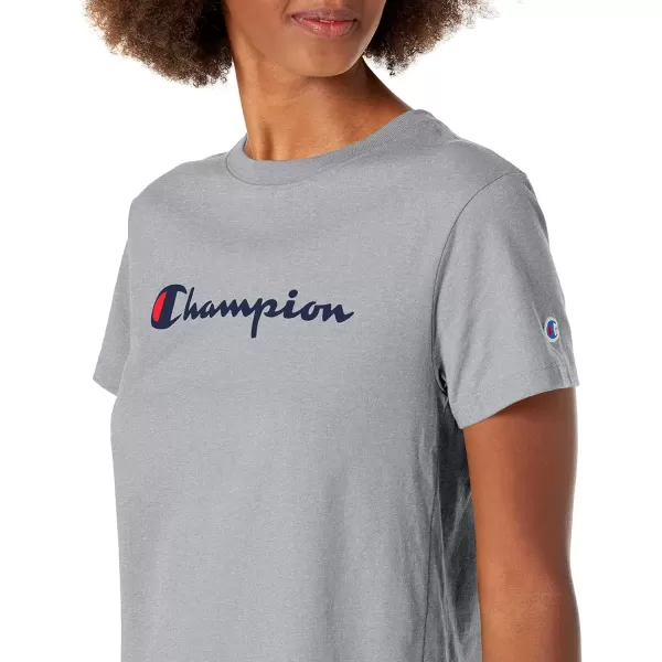 imageChampion Womens Tshirt Classic Short Sleeve Tshirt Lightweight Tee for Women Script Logo Plus Size AvailableOxford Gray Script
