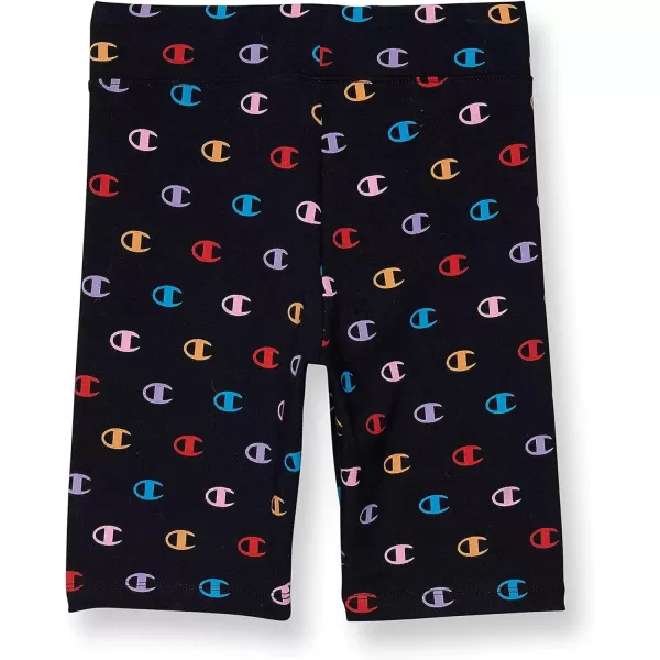 imageChampion Bike Sport Black Spandex Girls Shorts 7quotSmall C Aop Black C Patch Logo