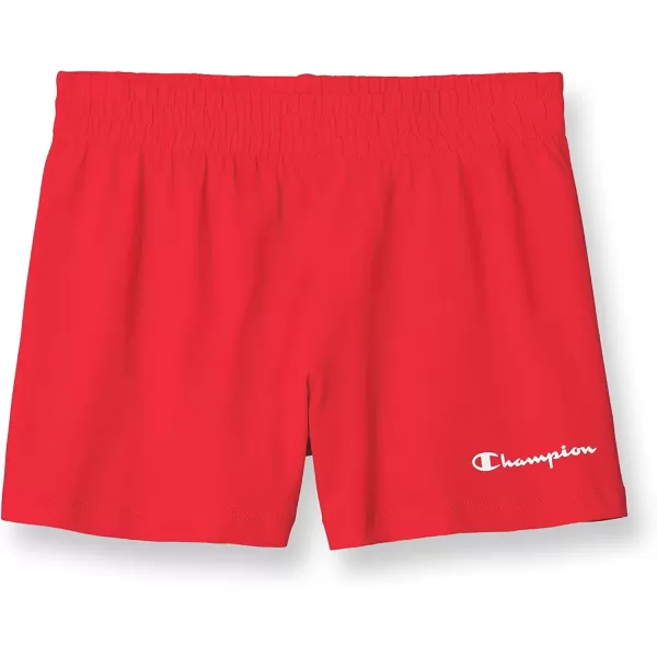 imageChampion Girls Cotton Lightweight Gym Shorts 3quot InseamRed Stone Small Script