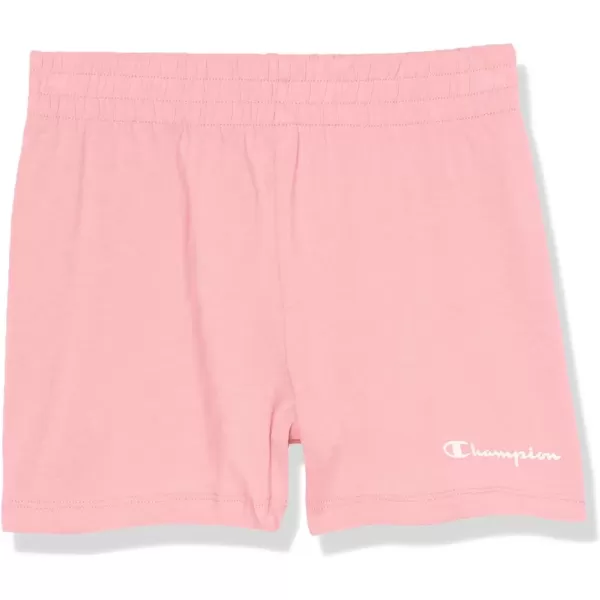 imageChampion Girls Cotton Lightweight Gym Shorts 3quot InseamSpark Pink Small Script
