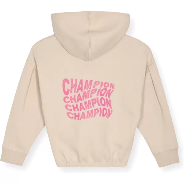 imageChampion Girls Hoodie and Sweatpant Set for Kids Athletic Fleece SweatsuitCream