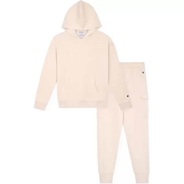 imageChampion Girls Hoodie and Sweatpant Set for Kids Athletic Fleece SweatsuitCream Cargo