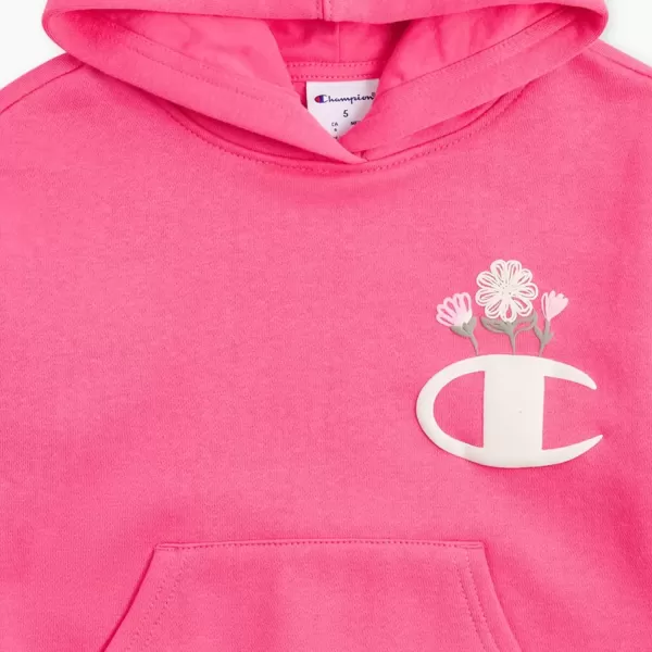 imageChampion Girls Hoodie and Sweatpant Set for Kids Athletic Fleece SweatsuitHot Pinkwhite