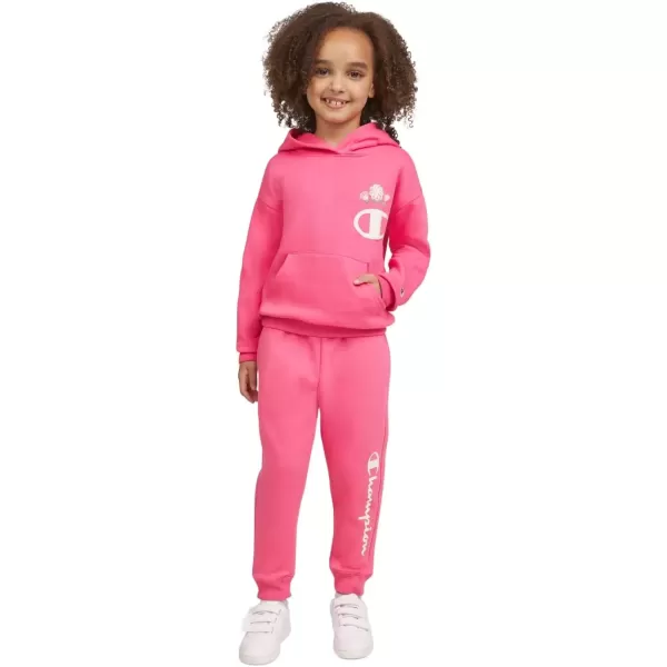 imageChampion Girls Hoodie and Sweatpant Set for Kids Athletic Fleece SweatsuitHot Pinkwhite