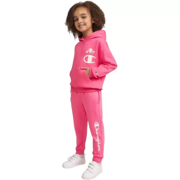 imageChampion Girls Hoodie and Sweatpant Set for Kids Athletic Fleece SweatsuitHot Pinkwhite