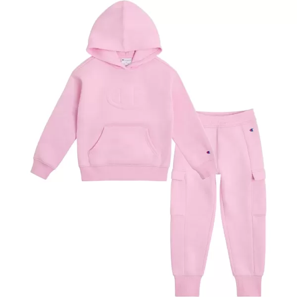 imageChampion Girls Hoodie and Sweatpant Set for Kids Athletic Fleece SweatsuitLilac Sachet Cargo