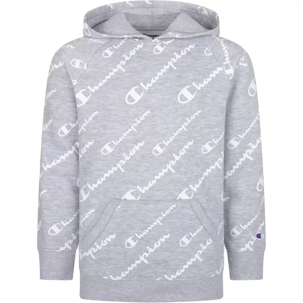 imageChampion Girls Hoodie for Kids Pullover Sweatshirt For Girls Athletic SweaterOxford HeatherWhite Script Aop