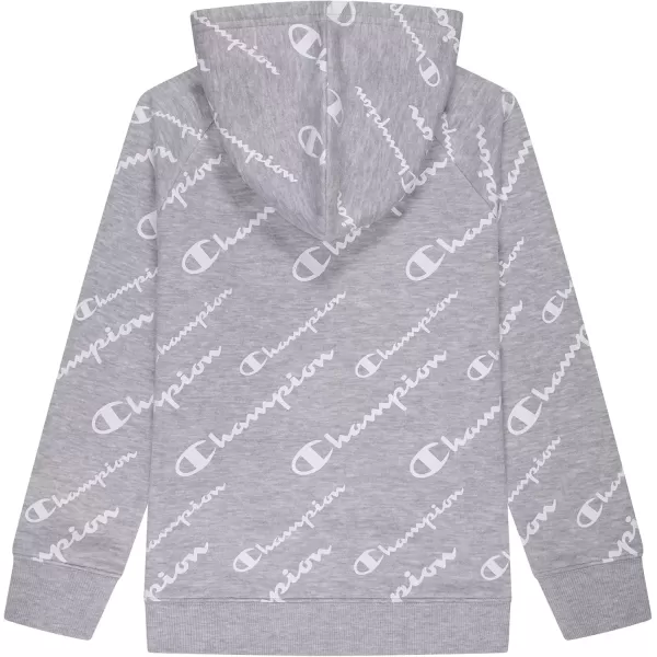 imageChampion Girls Hoodie for Kids Pullover Sweatshirt For Girls Athletic SweaterOxford HeatherWhite Script Aop