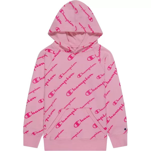 imageChampion Girls Hoodie for Kids Pullover Sweatshirt For Girls Athletic SweaterPink CandyPink Script Aop