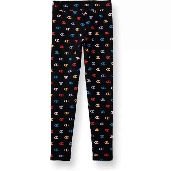 imageChampion Girls Leggings CottonRich Legging For Girls AllOver C Logo Print 21quotSmall C Aop Black C Patch Logo