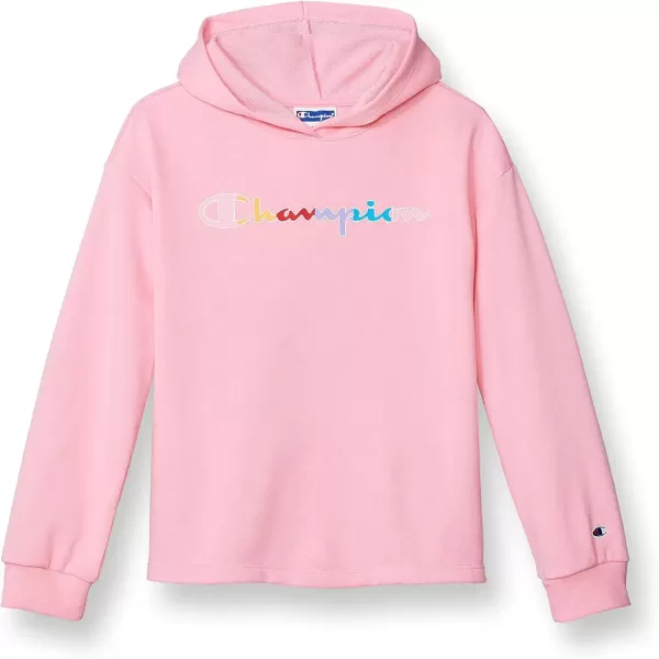 imageChampion Girls Sweatshirt Crew Sweatshirt for Girls Lightweight Pullover Sweatshirt GraphicsSpark Pink Rainbow Script