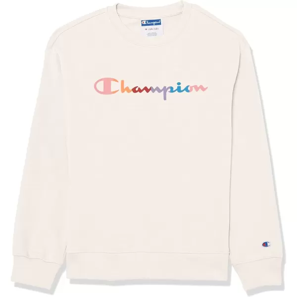 imageChampion Girls Sweatshirt Crew Sweatshirt for Girls Lightweight Pullover Sweatshirt GraphicsWhite Rainbow Script